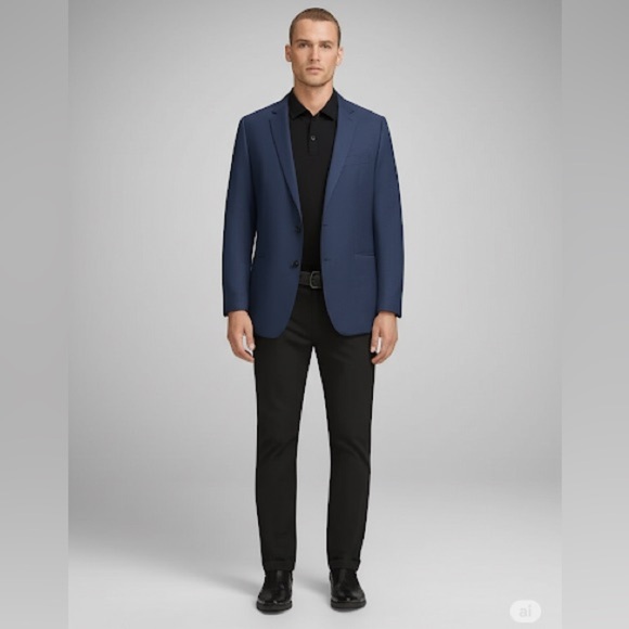 Lauren Ralph Lauren Navy Suit Jacket 46R Two-Button Classic Fit wedding season - Picture 1 of 9